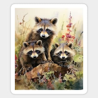 Three Cute Raccoons Magnet